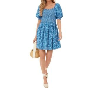 New Tuckernuck Hyacinth House Blue Ditsy Floral Pai Mini Dress Size M 1733-92